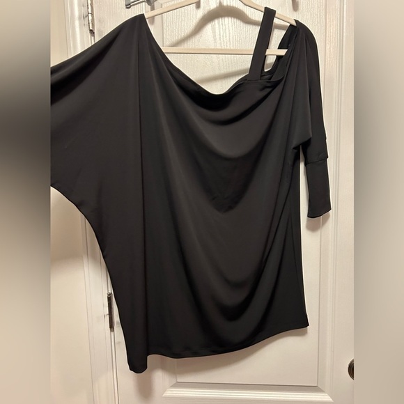 New York & Co Cold off Shoulder micro mini Dress women’s XS oversized top black - Picture 4 of 14